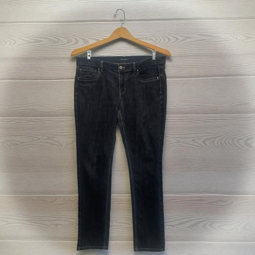 White House Black Market Slim Black Jeans 12R Faded Streetwear Minimalist Casual
